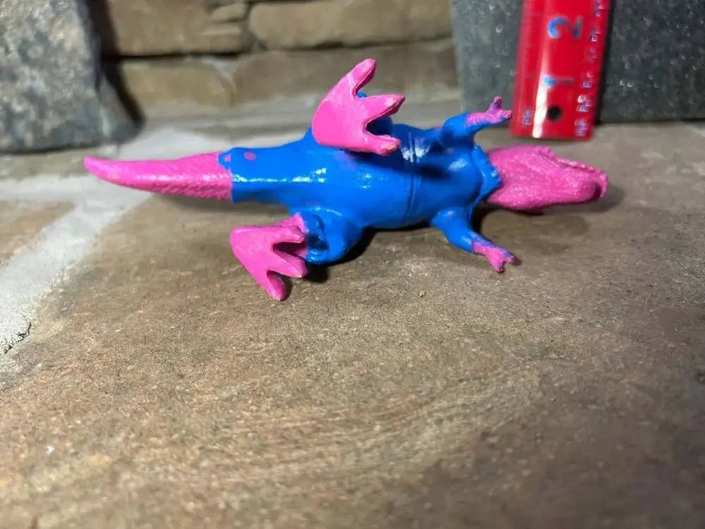 Pink and Blue Birthday T-Rex Cake Topper plastic
